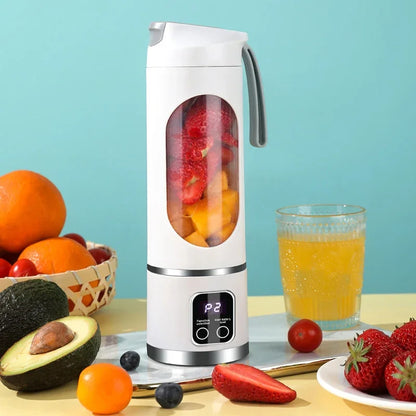 10 Blades Portable Fruit Juicer 450ml Capacity 3 Gears USB Rechargeable Blender Ice Crusher