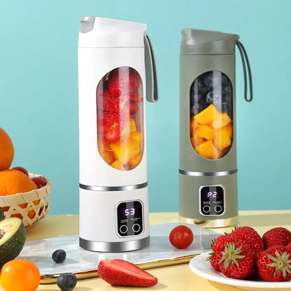 10 Blades Portable Fruit Juicer 450ml Capacity 3 Gears USB Rechargeable Blender Ice Crusher