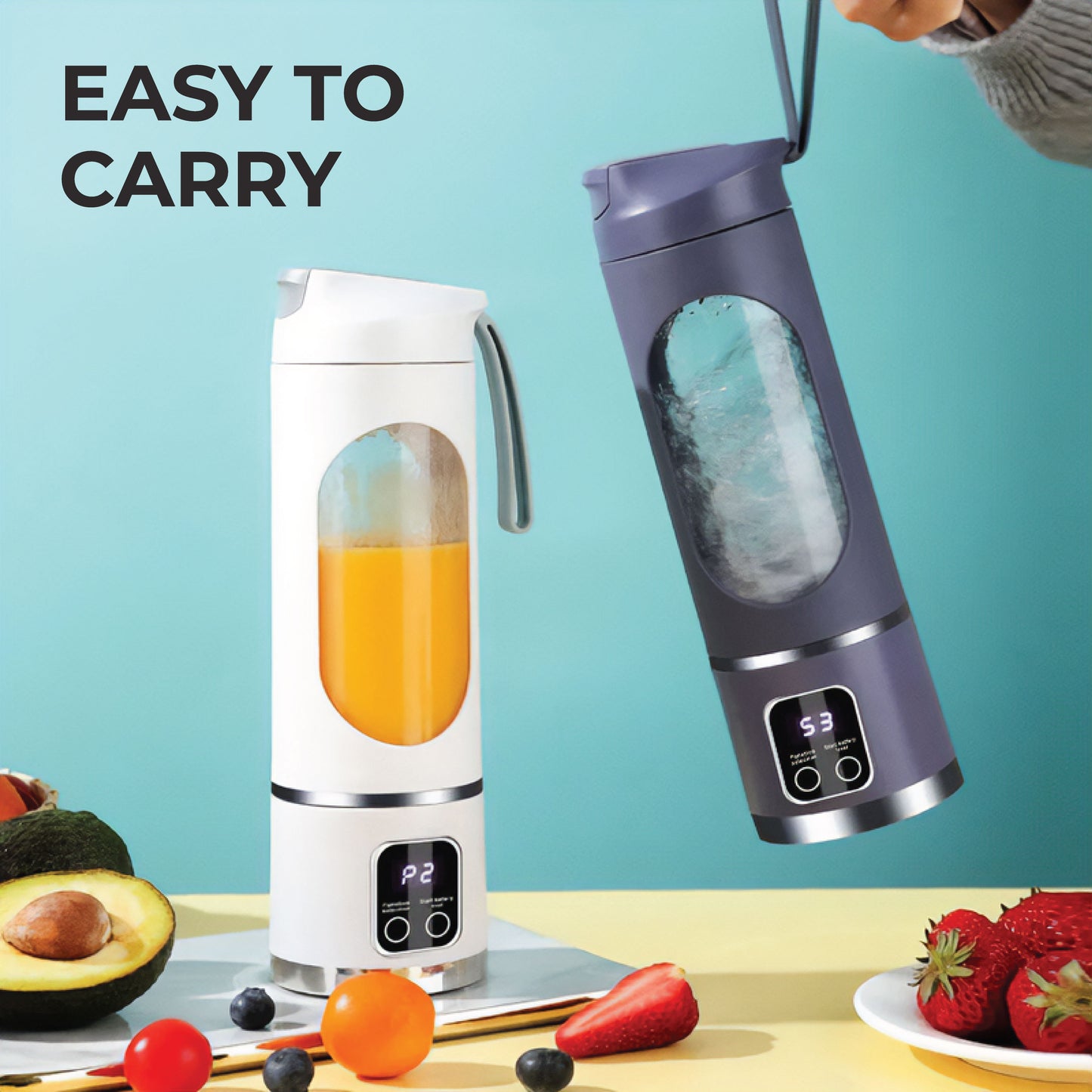 10 Blades Portable Fruit Juicer 450ml Capacity 3 Gears USB Rechargeable Blender Ice Crusher